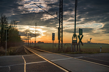 Bahnübergang, Schranke, Zug, Eisenbahn