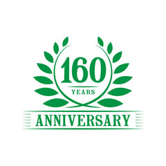 160 years logo design template. One hundred sixtieth anniversary vector and illustration.