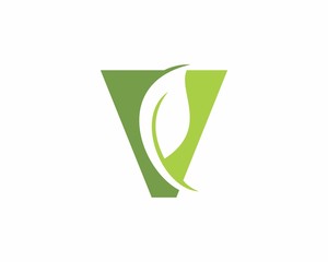 Letter V With Leaf Logo Design Template 003