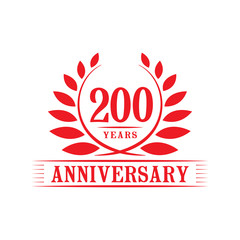 200 years logo design template. Two hundredth anniversary vector and illustration.