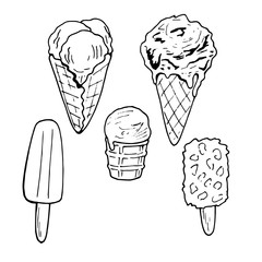 A set of ice cream.  Isolated elements on white background for your design.