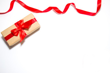 Valentine's Day holiday celebration concept. Flat lay on a white background. A gift for your beloved.