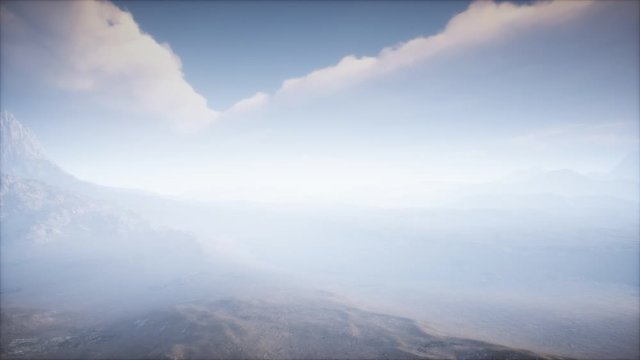 Volcano Crater Landscape with Fog