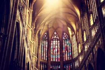 Deurstickers Inside view of Prague cathedral © tomertu