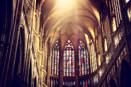Inside view of Prague cathedral
