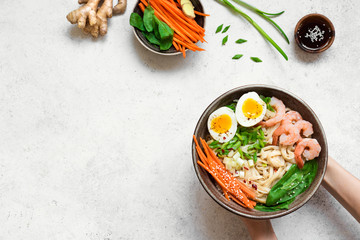 Ramen bowl with shrimps