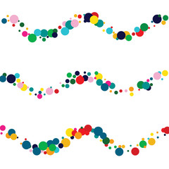 Yellow Celebration Confetti Illustration. Green Festival Round Invitation. Carnival Backdrop. Vector White Pattern.