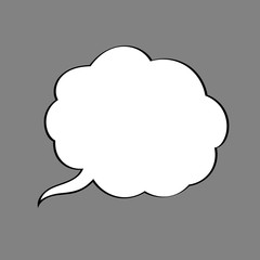Empty cartoon cloud for writing text. White color. Vector illustration in comic style.