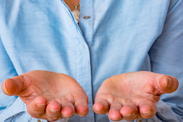 Empty opened woman hands