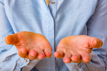 Empty opened woman hands
