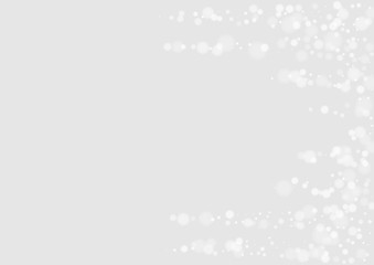 Grey Snowfall Magic Background. Festive Snowy Postcard. Light Illustration. White Snowflake Christmas Pattern. Sky Fantasy Wallpaper.