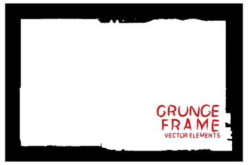 Black grunge frame. Abstract vector template with space for text