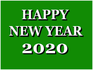 happy new year 2020 white text letters on green background