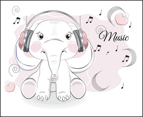 elephant in earphones and gifts
