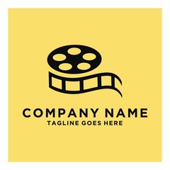 Vector film reel logo. Media business logotype.