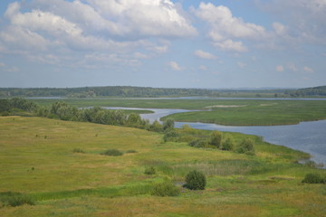 Fototapeta premium landscape with river and clouds