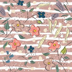 Floral Seamless Pattern. Hand Drawn.