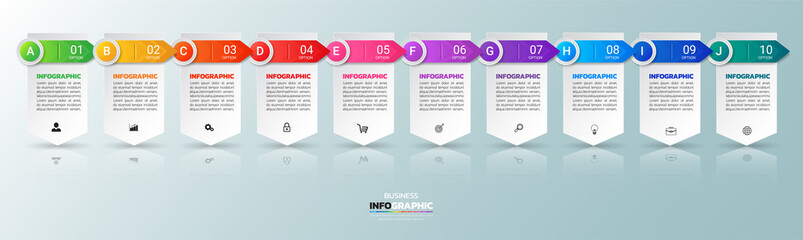  Modern Business Infographic 10 steps template.