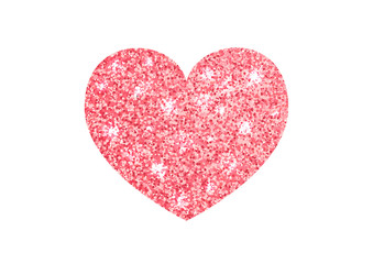 Pink glitter heart. Valentine's day design. Vector illustration on white background.