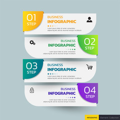 Infographics template 4 steps with rectangle banner.