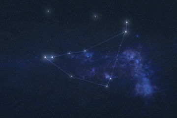 Capricornus constellation stars in outer space. Zodiac Sign Capricornus constellation lines....