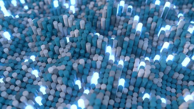 Abstract multi core processing concept. 3D CGI animation.