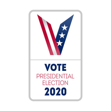 Vote 2020 in USA. Design template of poster, flyer or sticker for Political election campaign. Banner design for presidential election day.
