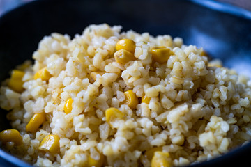 Corn Pulao / Rice with Corn Pilaf or Pilav.