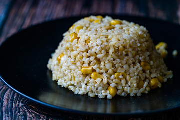 Corn Pulao / Rice with Corn Pilaf or Pilav.