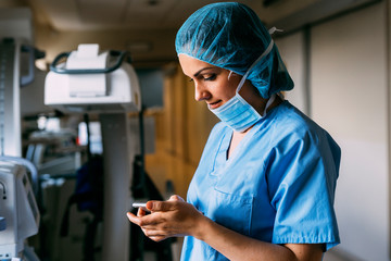 Medical staff using device
