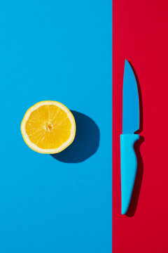 lemon and blue knife