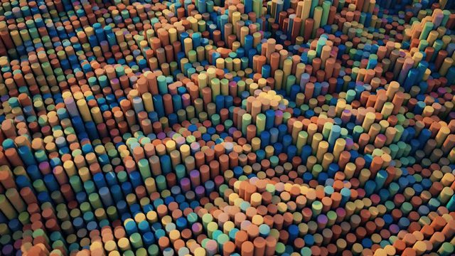 Abstract multi core processing concept. 3D CGI animation.