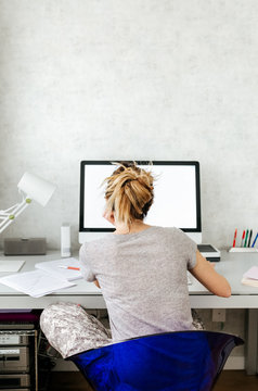 Writer woman at home