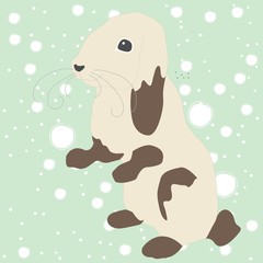 Cute hand drawn bunny standing on its back legs. Cartoon Style.