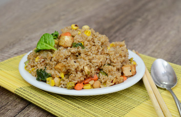 fried rice in plate on table