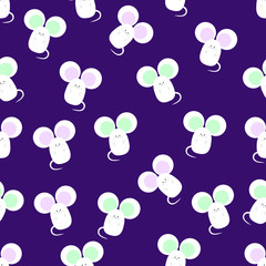 Seamless pattern with cute mice