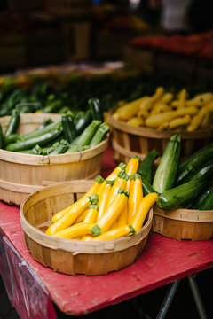 Zucchini and Squash at a farmers market