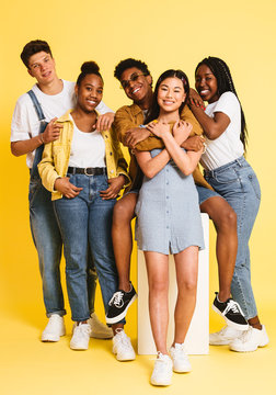 Teenage portraits in yellow.
