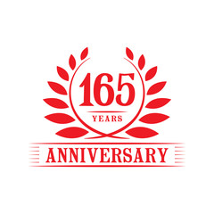 165 years logo design template. One hundred sixty fifth anniversary vector and illustration.
