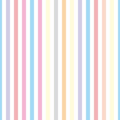 Seamless vector pastel stripes background or pattern illustration. Desktop wallpaper with colorful yellow, red, pink, green, blue, orange and violet stripes for kids website background - 312570088
