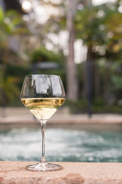 wine by the pool