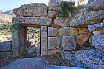 Entrance from the North Gate to the ancient fortified city of Mycenae, Argolis