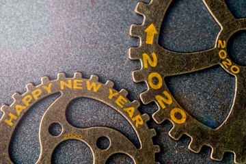 2020 new year holiday concept, meta gears with inscription