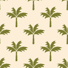 Coconut palm tree silhouettes. Botanical vector seamless pattern . Hand-drawn background for fabric, Wallpaper, stationery, cases or gift wrapping