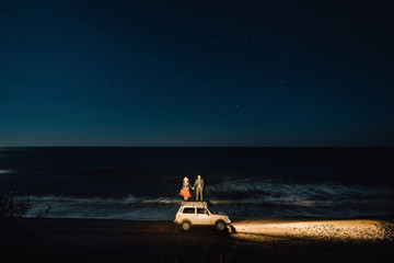 Couple In Love Enjoying night stars