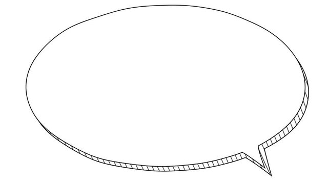 Animated 3D Cartoon Speech Bubble on White Background - White