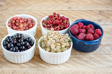 Vitamins. Summer berries. Red currant background. Close up, selective focus. Harvest Concept.