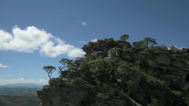 Stone Hills and Blue Sky with White Clouds in Brazil