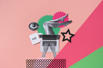 Hands chating in a computer