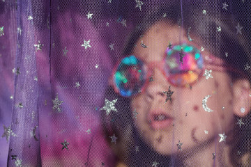 Girl With Purple Kaleidoscopic Glasses